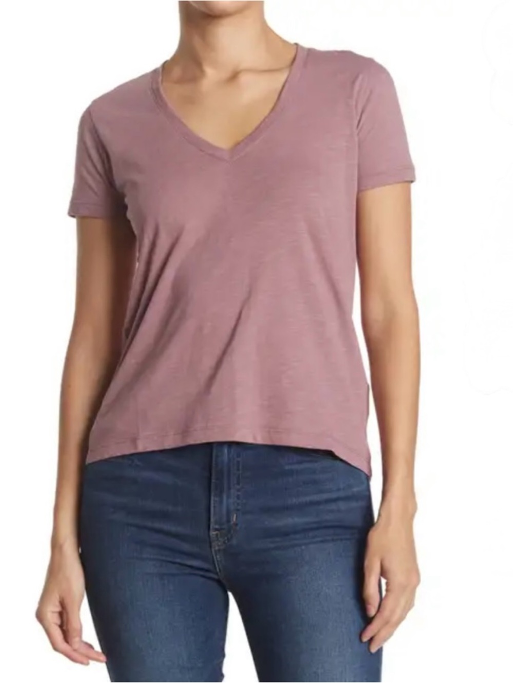 Soft Madewell Fig Short Sleeve V-Neck Tee